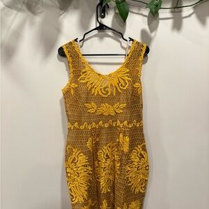 ANTHROPOLOGY Honey Comb Yellow Lace Dress by Yoana Barasch